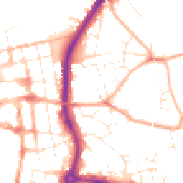 Daytime road noise heatmap for SP1 2FH