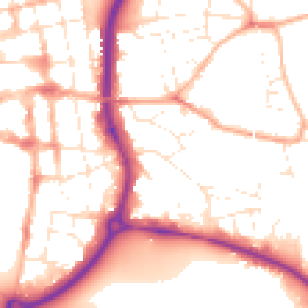 Daytime road noise heatmap for SP1 2HZ