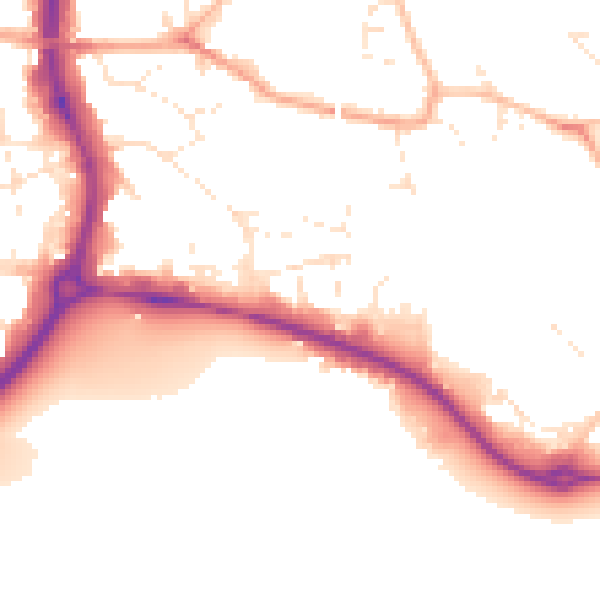 Daytime road noise heatmap for SP1 2JU
