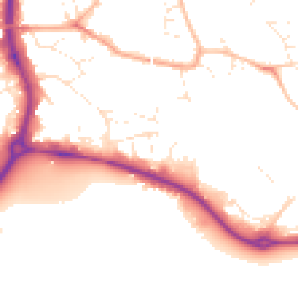 Daytime road noise heatmap for SP1 2JZ