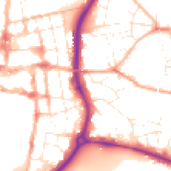 Daytime road noise heatmap for SP1 2LU