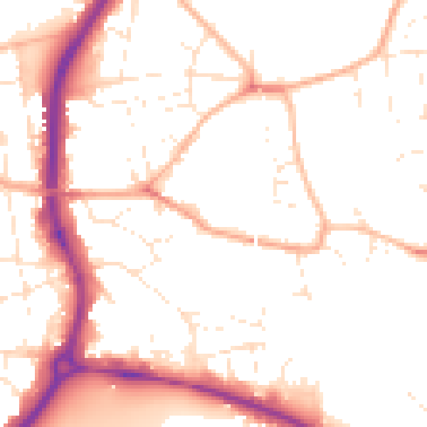 Daytime road noise heatmap for SP1 2RF