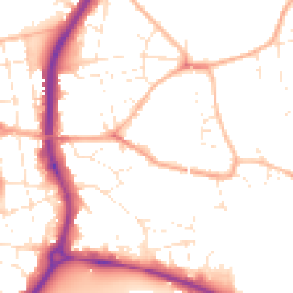 Daytime road noise heatmap for SP1 2RX