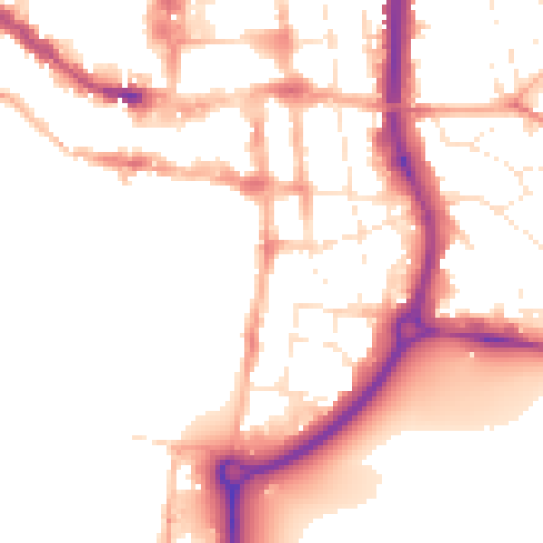 Daytime road noise heatmap for SP1 2SH