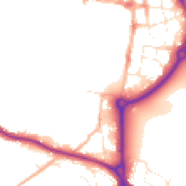 Daytime road noise heatmap for SP1 2SJ
