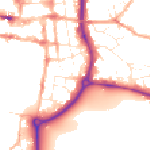 Daytime road noise heatmap for SP1 2SY