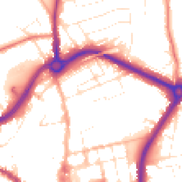 Daytime road noise heatmap for SP1 3AB