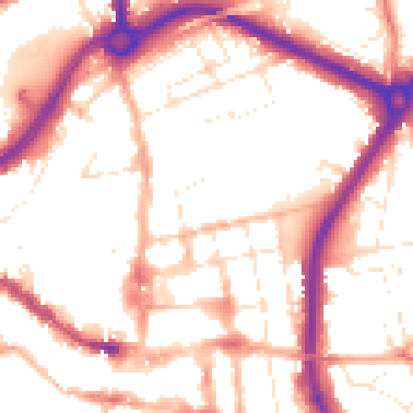Daytime road noise heatmap for SP1 3AR