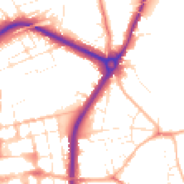 Daytime road noise heatmap for SP1 3AS