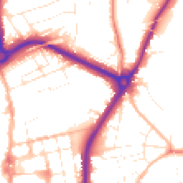 Daytime road noise heatmap for SP1 3AU