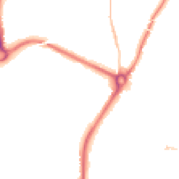 Night-time road noise heatmap for SP1 3AU