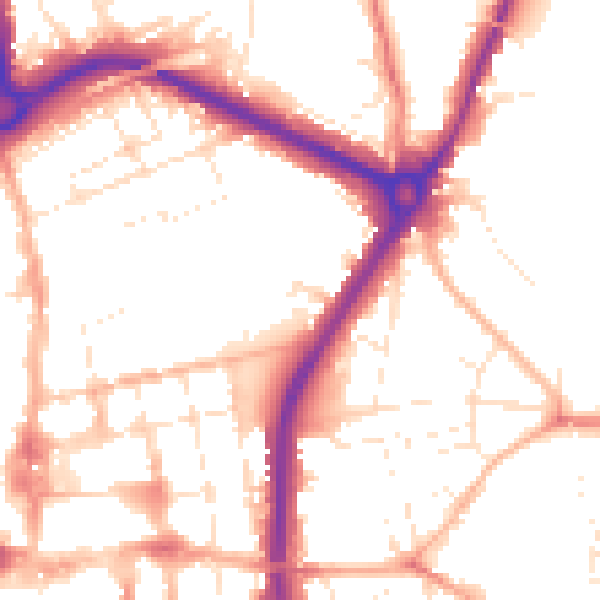 Daytime road noise heatmap for SP1 3AW