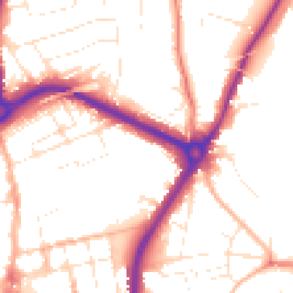 Daytime road noise heatmap for SP1 3AY
