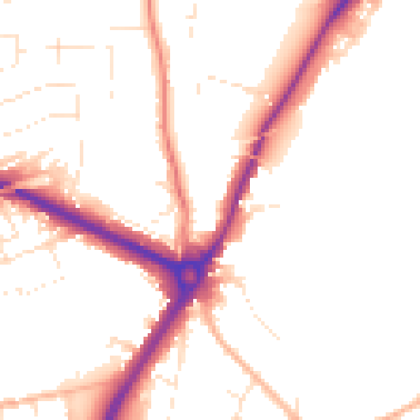 Daytime road noise heatmap for SP1 3DN
