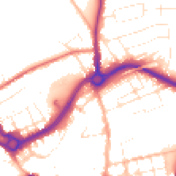 Daytime road noise heatmap for SP1 3LT