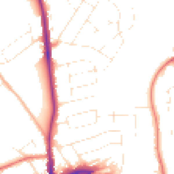 Daytime road noise heatmap for SP1 3PR