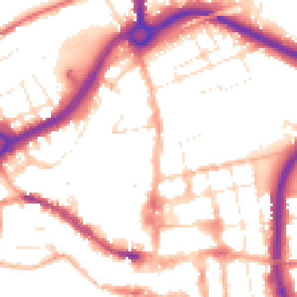Daytime road noise heatmap for SP1 3SY