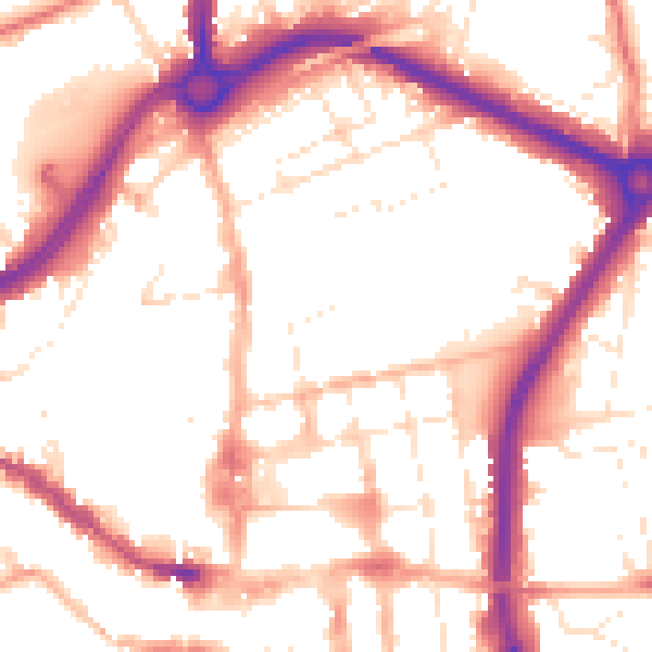 Daytime road noise heatmap for SP1 3YF