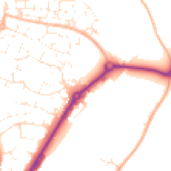 Daytime road noise heatmap for SP1 3YX