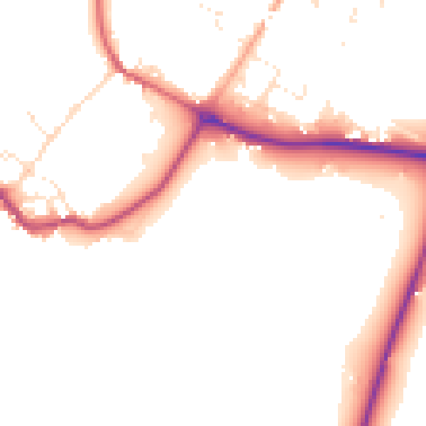 Daytime road noise heatmap for SP2 0BJ