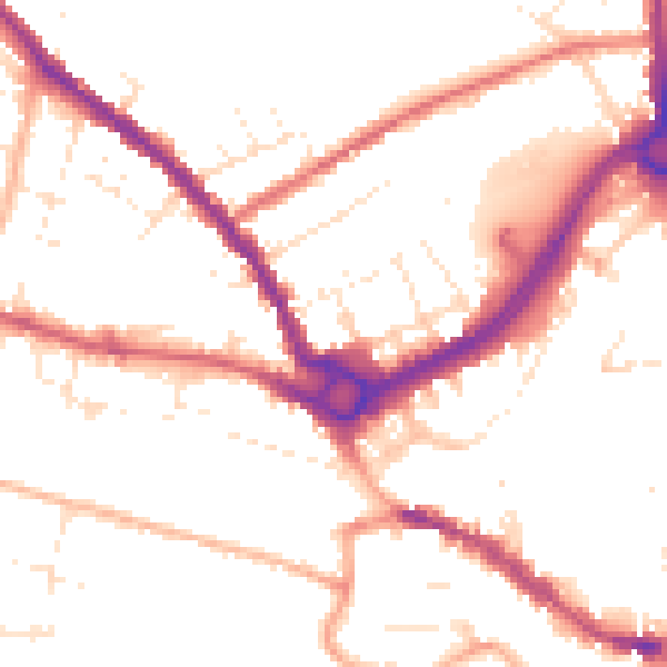 Daytime road noise heatmap for SP2 7AW