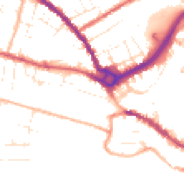 Daytime road noise heatmap for SP2 7DX