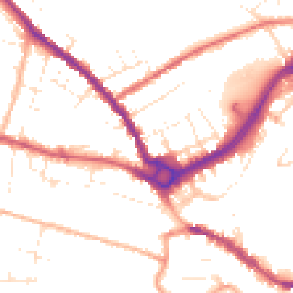 Daytime road noise heatmap for SP2 7FH