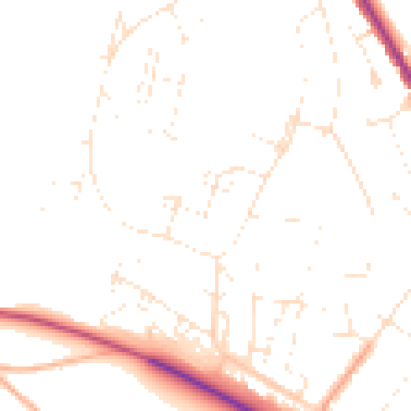 Daytime road noise heatmap for SP2 9DZ