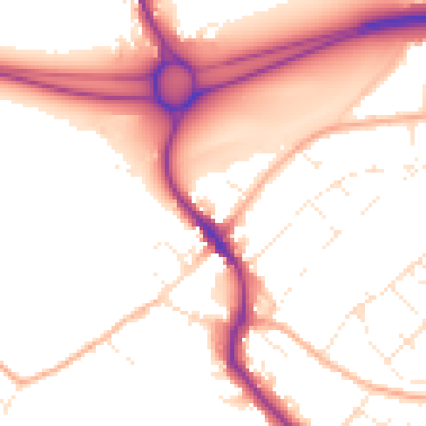 Daytime road noise heatmap for SP4 7ER