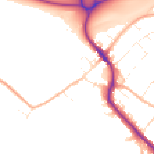 Daytime road noise heatmap for SP4 7ES