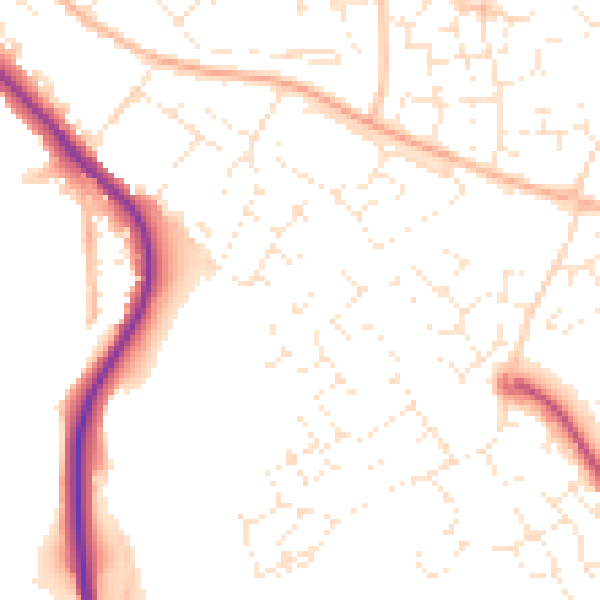 Daytime road noise heatmap for SP4 7FF