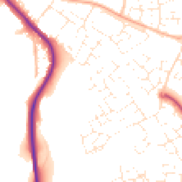 Daytime road noise heatmap for SP4 7FJ