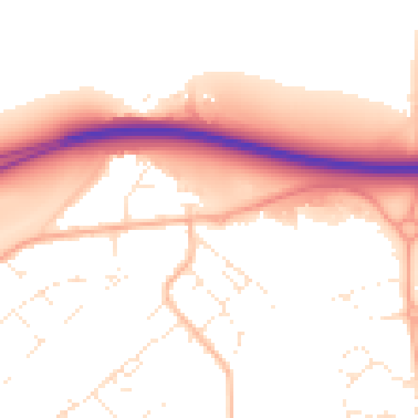 Daytime road noise heatmap for SP4 7LZ