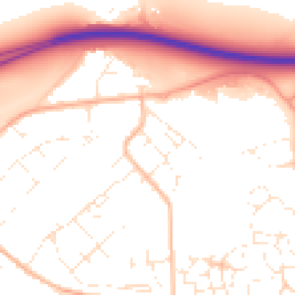 Daytime road noise heatmap for SP4 7PT