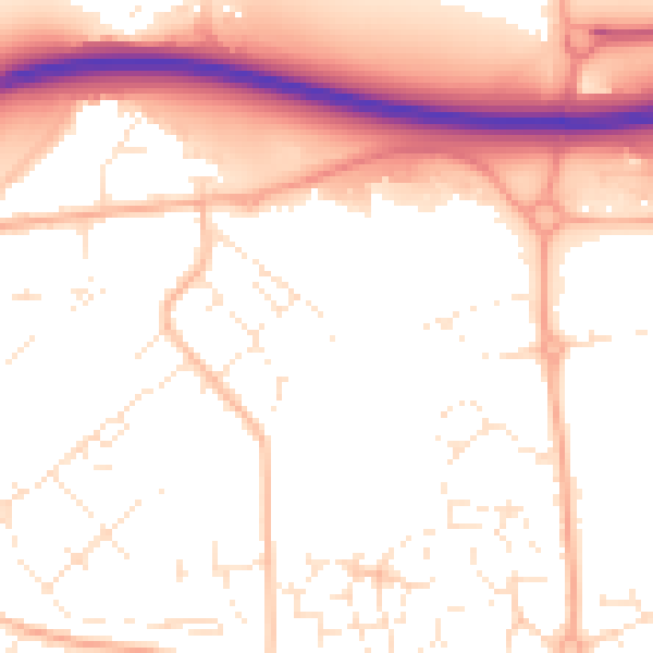 Daytime road noise heatmap for SP4 7RA