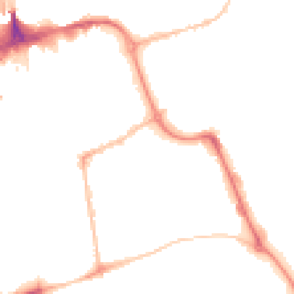 Night-time road noise heatmap for SR1 2AQ