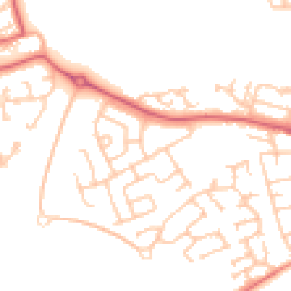 Daytime road noise heatmap for SR2 0BJ