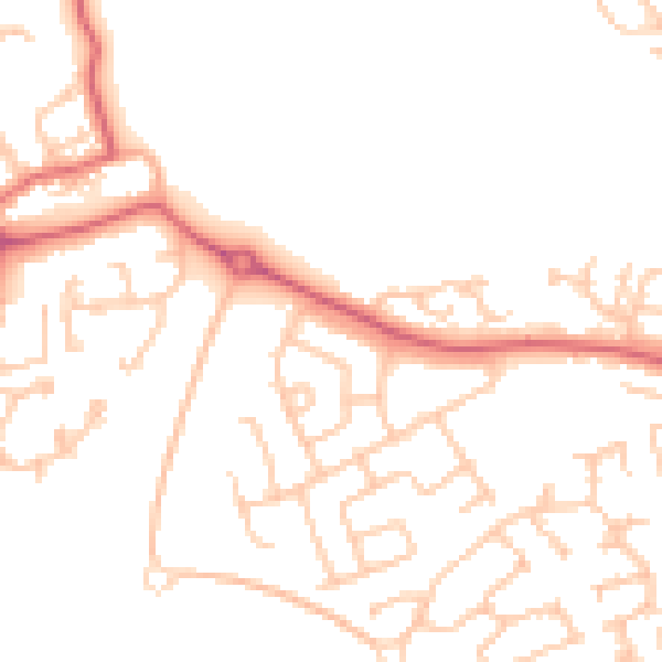 Daytime road noise heatmap for SR2 0BS