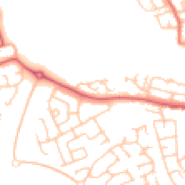 Daytime road noise heatmap for SR2 0BX