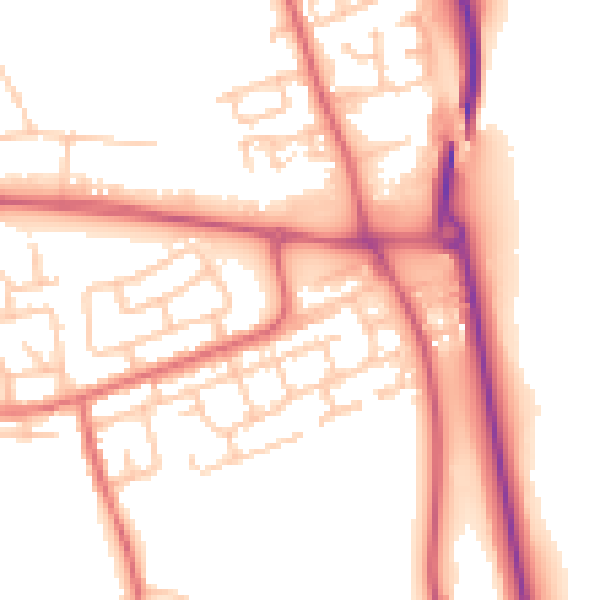 Daytime road noise heatmap for SR2 0DE