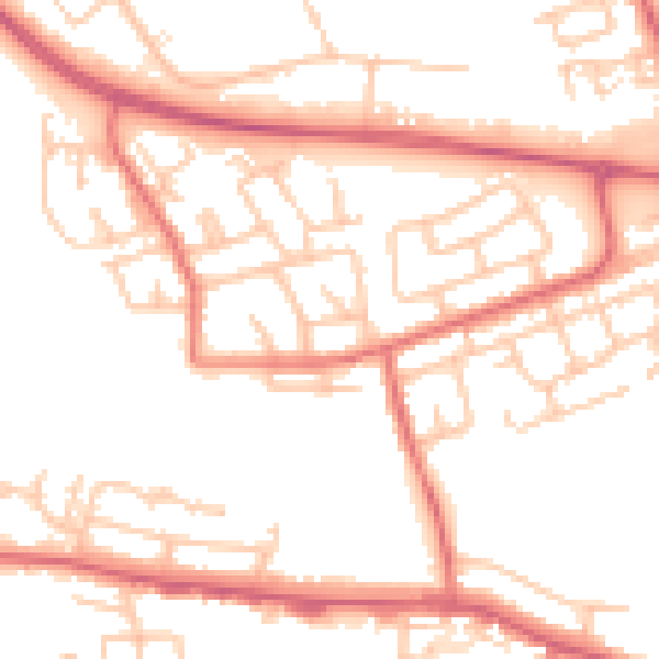 Daytime road noise heatmap for SR2 0DN