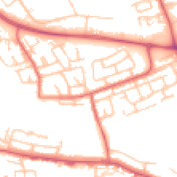 Daytime road noise heatmap for SR2 0DP