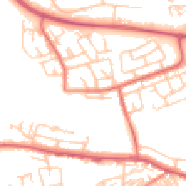 Daytime road noise heatmap for SR2 0DQ