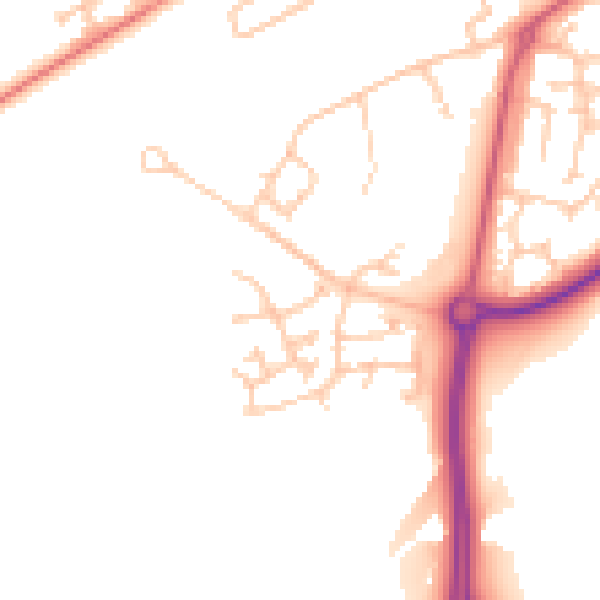 Daytime road noise heatmap for SR2 0FJ