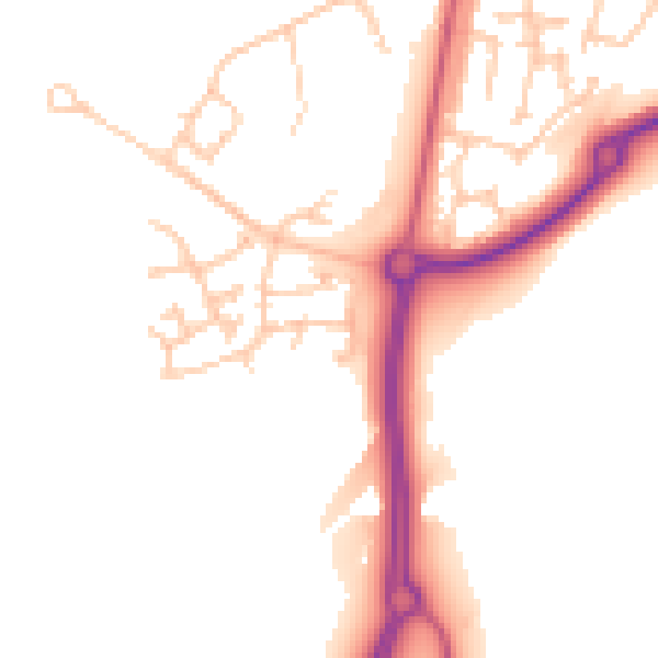 Daytime road noise heatmap for SR2 0FN
