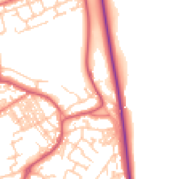 Daytime road noise heatmap for SR2 0NS