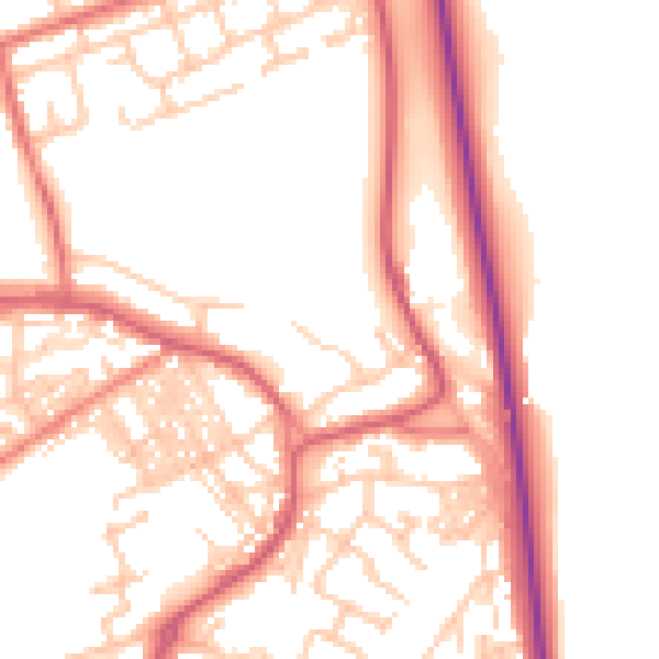 Daytime road noise heatmap for SR2 0NT