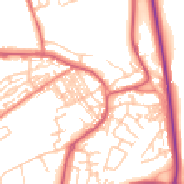 Daytime road noise heatmap for SR2 0PB