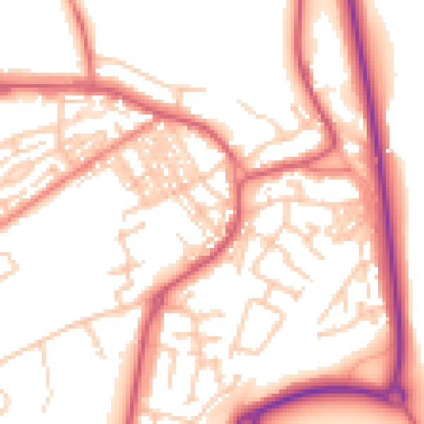 Daytime road noise heatmap for SR2 0PE