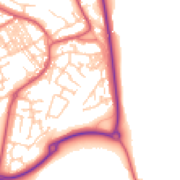 Daytime road noise heatmap for SR2 0PS